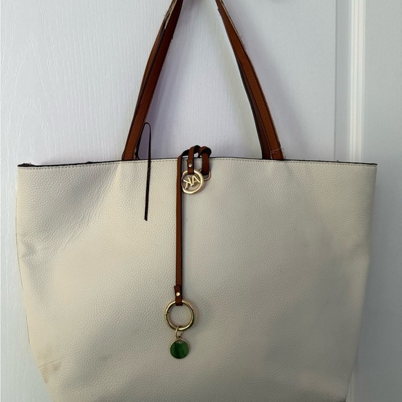 Anne Klein Cream and Brown Tote Bag with Structured Design - Picture 1 of 6